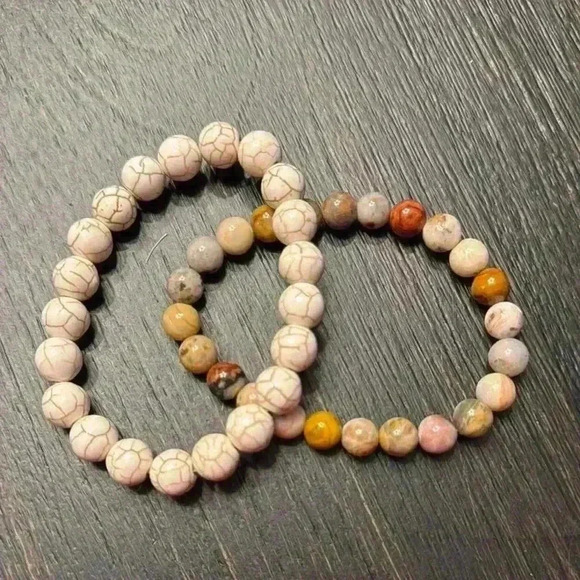 Natural Stone Beaded Bracelets Set - Picture 2 of 2